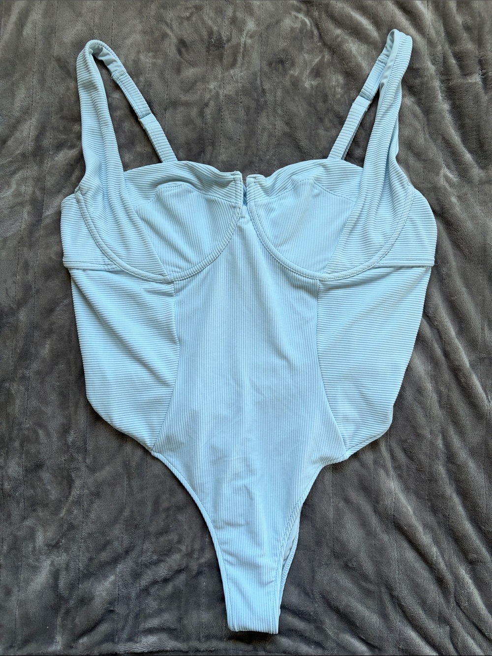 Light Blue Ribbed One-Piece Bodysuit